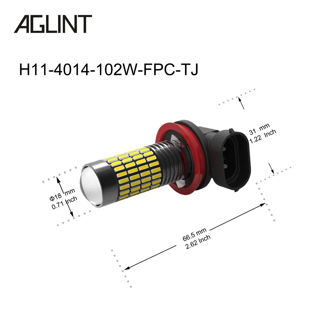 AGLINT 2 шт. H11 H8 H10 9005 9006 5202 PS X 24W светодиодный автомобильный противотуманный фонарь 4014 SMD 102 CChips дневной ходовой светильник DRL Белый 12V 24V 6000K