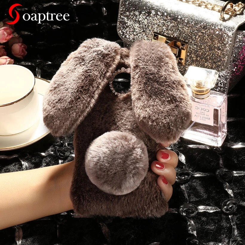 

Luxury Warm Rabbit Fur Cases For Motorola Moto G6 G5S P30 C E4 E5 Z2 Plus Play Note One Power E5 1S X4 Z2 Force Cute Furry Cover