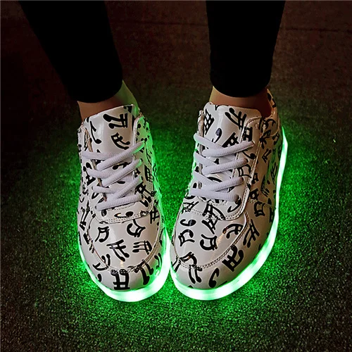 7 ipupas/детская обувь; размеры 31-41; белые туфли со светодиодной подсветкой; Светящиеся кроссовки для мальчиков и девочек; Schoenen Homme; Светящиеся кроссовки - Цвет: FDH01S Music