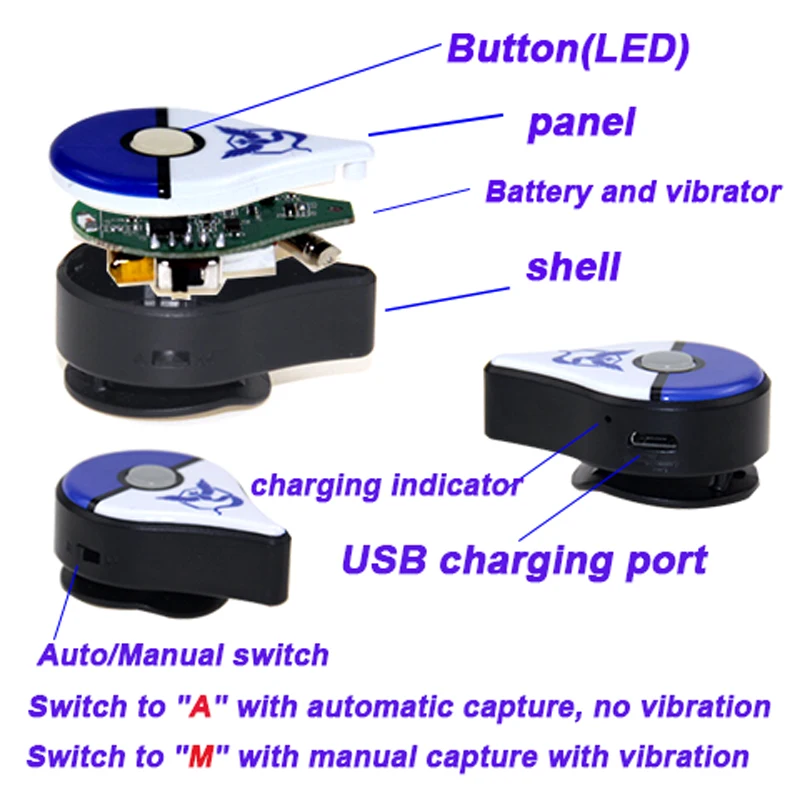 Новейший автоматический браслет Bluetooth для Pokemon GO Plus с перезаряжаемой батареей внутри