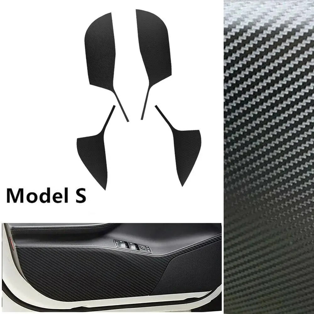 

4Pcs/Set Carbon Fiber cover Sticker Anti-Kick Anti-wear Anti-dirty Pad Protector Mat Fit For Tesla Model S Original For Door