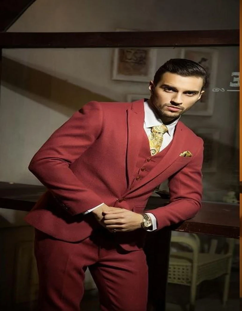 Tailor-Made-Suit-High-Quality-Three-Pieces-Suits-Closure-Collar-Three-Pockets-Performance-Party-Prom-Costume