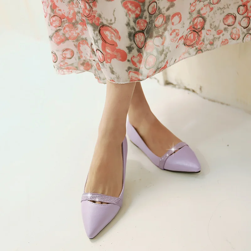 

Big Size 11 12Flat flat women's shoes in spring and summer in Europe and the united of England pointed bow joker woman shoes
