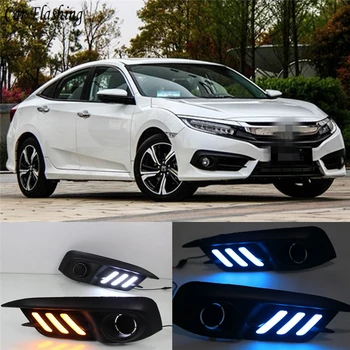 

Car Flashing 2 pcs For Honda Civic 10th 2016 2017 2018 DRL Daytime Running Light Daylight With Turn Signal car styling
