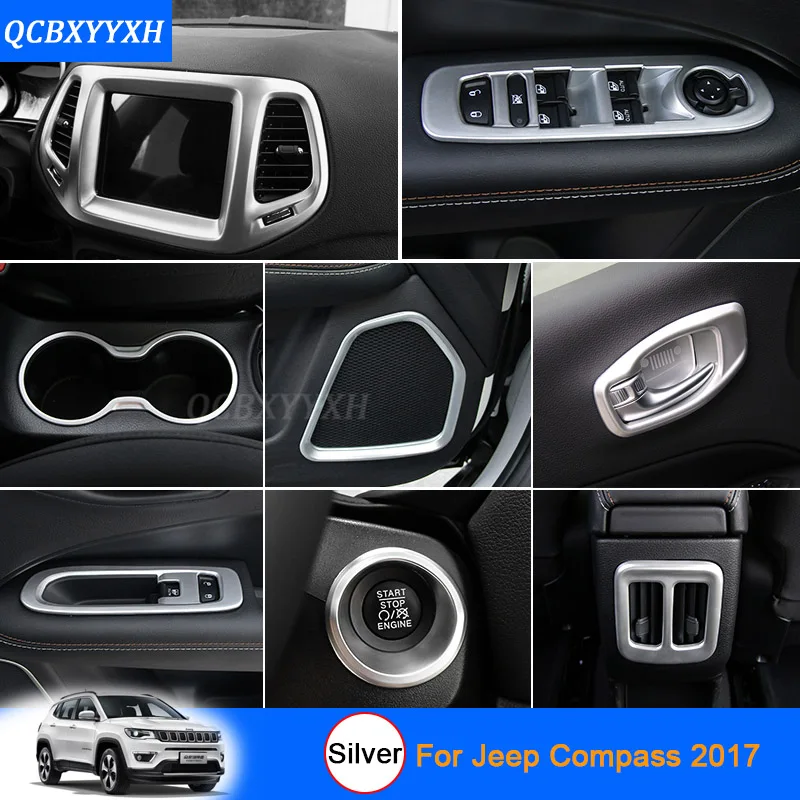 QCBXYYXH для Jeep Compass автомобильный Стайлинг серебристый цвет украшение интерьера блестки стикер автомобиля внутренняя дверная ручка коробка блестки