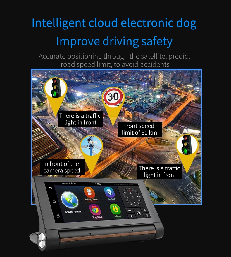 Perfect 7"  Android Car DVR 3G Wifi Dash Cam Video Auto Recorder 16GB ROM 1080P Dual Lens Camera GPS Navigation 11