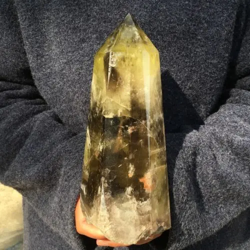 Large Natural Citrine Quartz Obelisk Crystal Wand Point Reiki Healing 1100-1200g