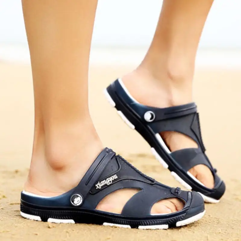 Light Summer Non slip Quick drying Men Flat Heel Shoes Sandals Beach ...