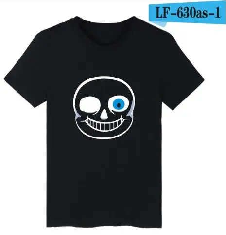 Black Аниме андертейл короткий рукав футболки Fashio для мужчин и Undertale Sans молодых людей пары Летняя мода Роскошная футболка - Цвет: Black