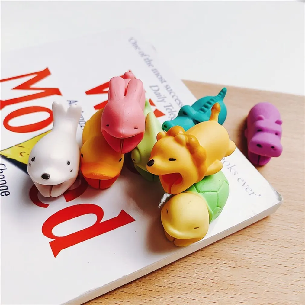 Cute Animal Cable Protector Bite For Iphone Cable Protector Biter usb Dog Panda Animal Mobile Phone Connector Accessory