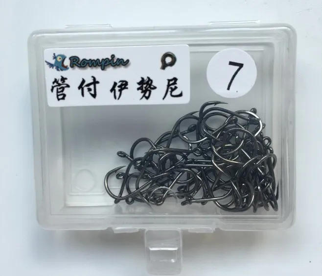 Rompin 50pcs/box high Carbon Steel Fishing Hook Fishhooks Durable Pesca Jig Head Fishing Hooks with Hole Carp Fishing Tackle Box