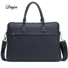 DANJUE Genuine Leather Men Briefcase Fashion Solid Luxury Handbag High Quality Business Man Laptop Bag Brand Shoulder Bag