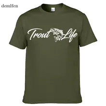Летняя футболка с коротким рукавом, мужская повседневная футболка с круглым вырезом, футболка с рисунком рыбы из форели, Мужская хлопковая футболка, Мужская брендовая одежда
