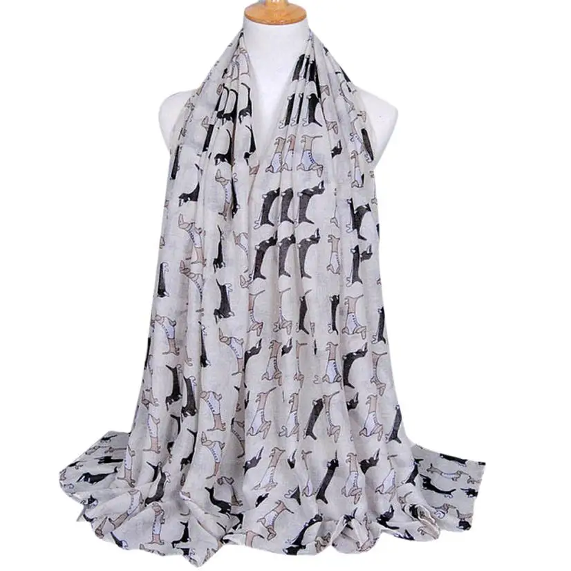 Women's Fashion Accessories Dachshund Dog Print Long Voile Scarf Shawl Scarves