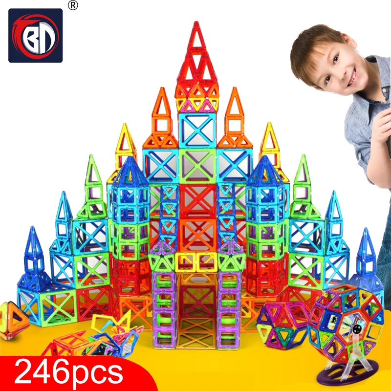 

BD 246pcs Blocks Magnetic Designer Construction Set Model Building Toy Plastic Magnetic Blocks Educational Toys For Kids Gift