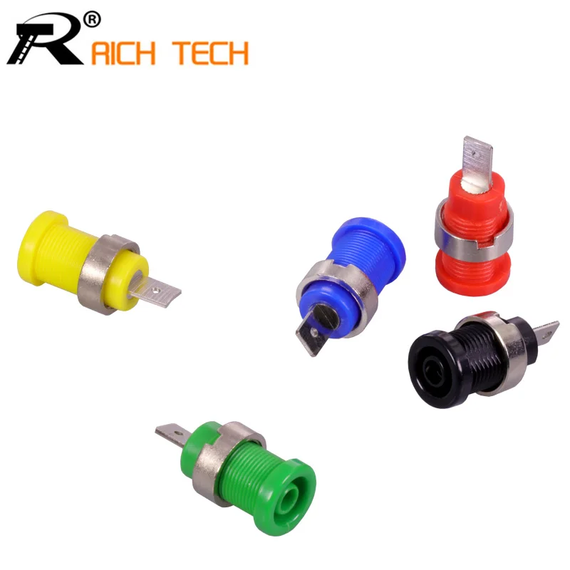 

5PCS Banana plugs black+red+blue+yellow+green banana female jack binding post wire connector mix colors