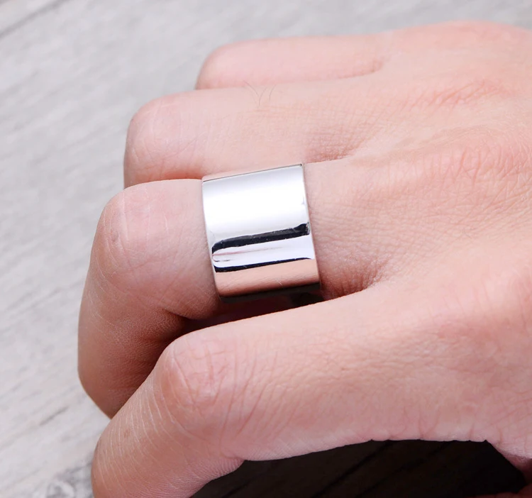 Простой стиль Настоящее серебро 925 проба гладкие кольца для женщин Подарки Свадебные украшения большие антикварные кольца anelli