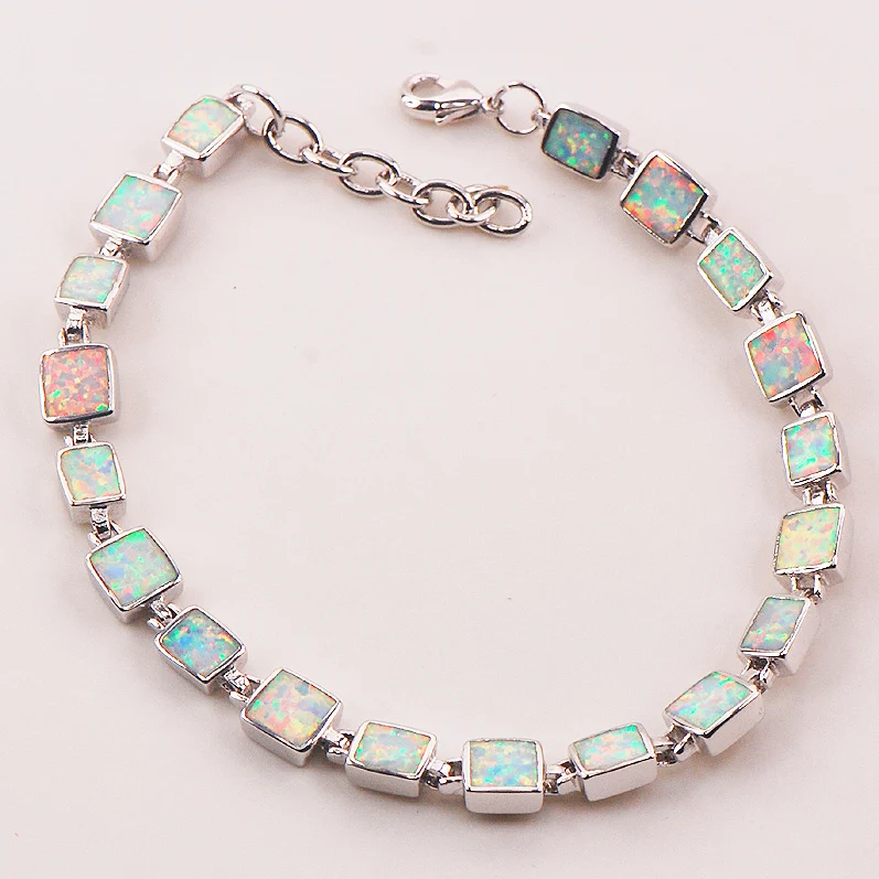 Белый Огненный опал 925 пробы серебро Горячая Распродажа опт и розница красивый ювелирный браслет 7,"+ 0,5" P89