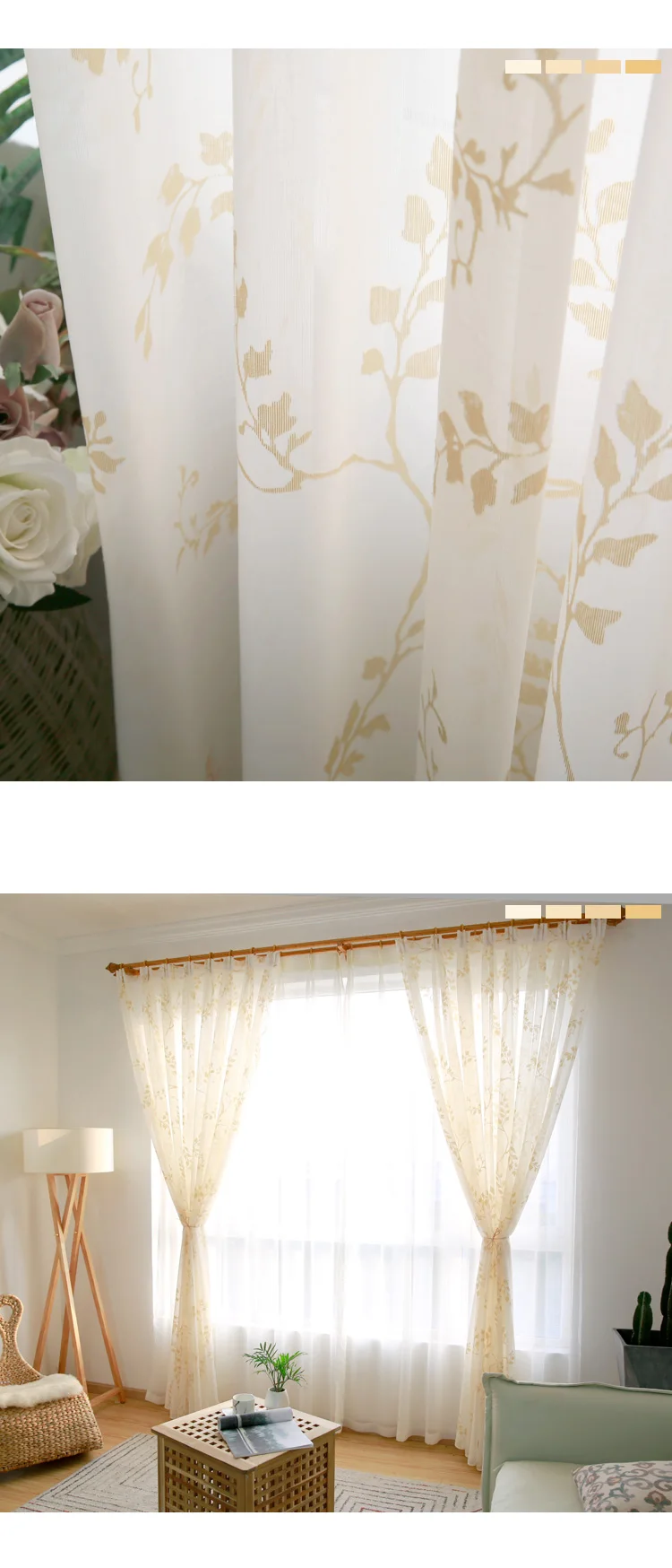 CITYINCITY luxury Pastoral curtains for living room Burn out kitchen curtain For bedroom Window ready made Curtain Customized09