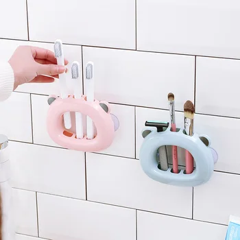 

Multi-functional Suction Wall Type Toothbrush Holder Bathroom Wall Adsorption Hanging Rack Creative Lovers Suction Cup Holder