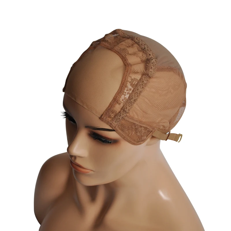 S/M/L U Part Swiss Lace Wig Cap For Making Wigs With Adjustable Stretch Straps Glueless Weaving Cap Hair Extension Cap