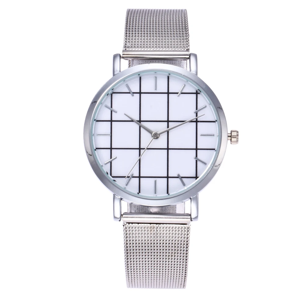 

Fashion Women Watches Quartz Clock Jiugong Grid Dial Alloy Strap Plated Gold Silver Black Rose-gold Color Wristwatch for Female