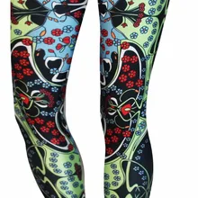 Jigerjoger художника с цветочным принтом красного цвета; праздничная одежда Зеленый Спортивный Бег Леггинсы тренировки Женская Пилата леггинсы Activewear наряды из мультфильма спортивная одежда Спортивная футболка со штанами