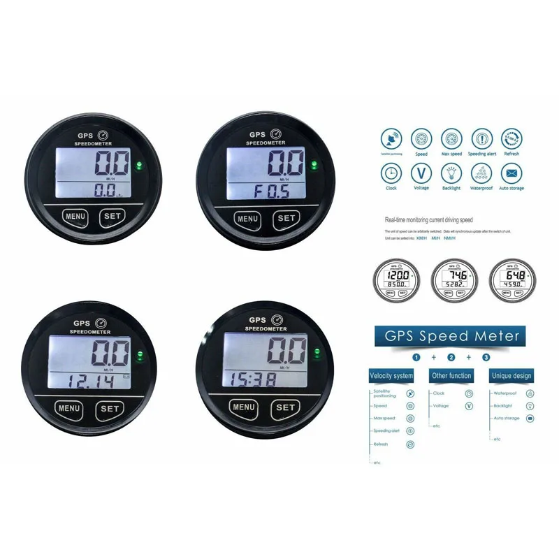 

Digital GPS Speedometer Odometer For UTV Motorcycle Marine Boat IP65 Replacement Accessory Useful