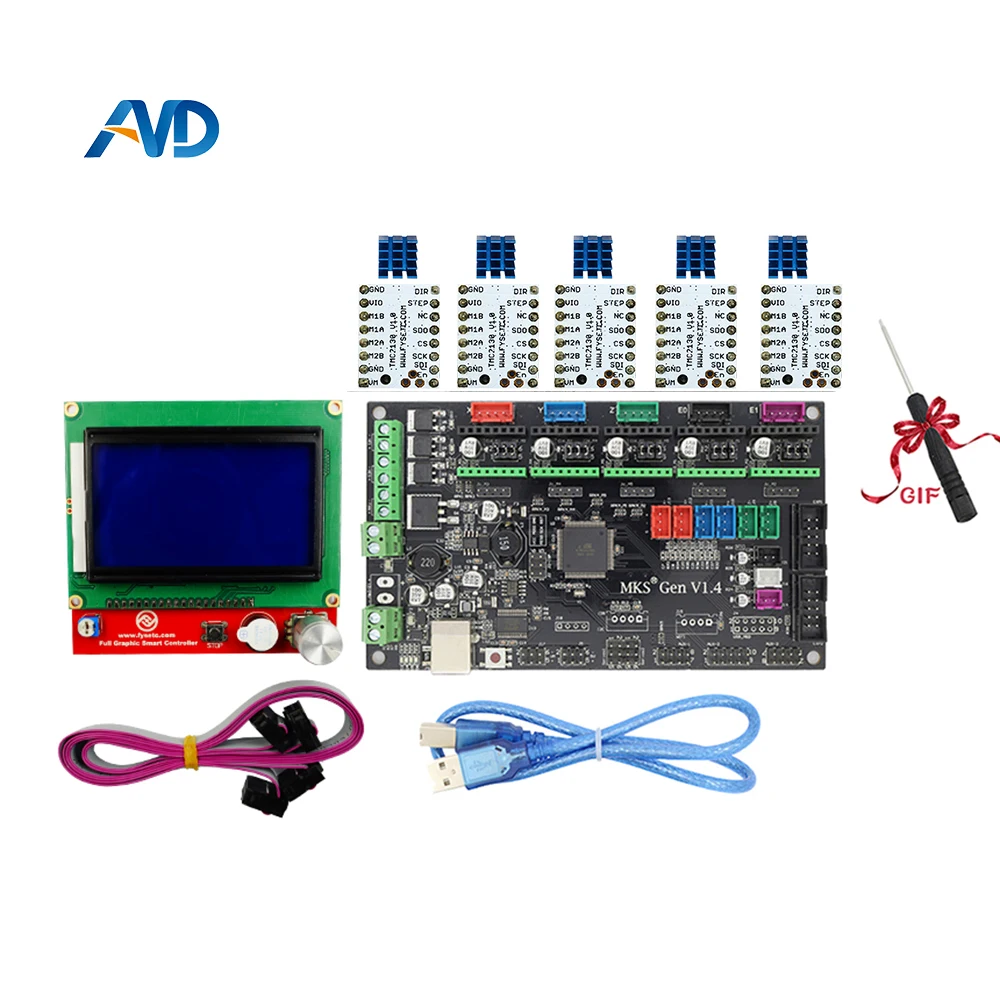 

Gen V1.4 control board +12864LCD+ TMC2130 And Heatsink stepper motor compatible with Ramps1.4/Mega2560 R3 3D printer parts