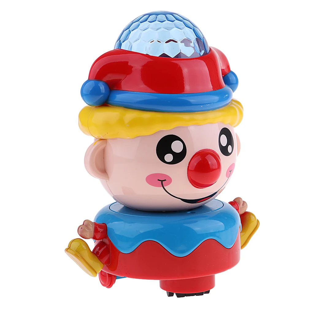Battery Operated Light Up Auto Steering Circus Clown Toy for Baby Toddlers 