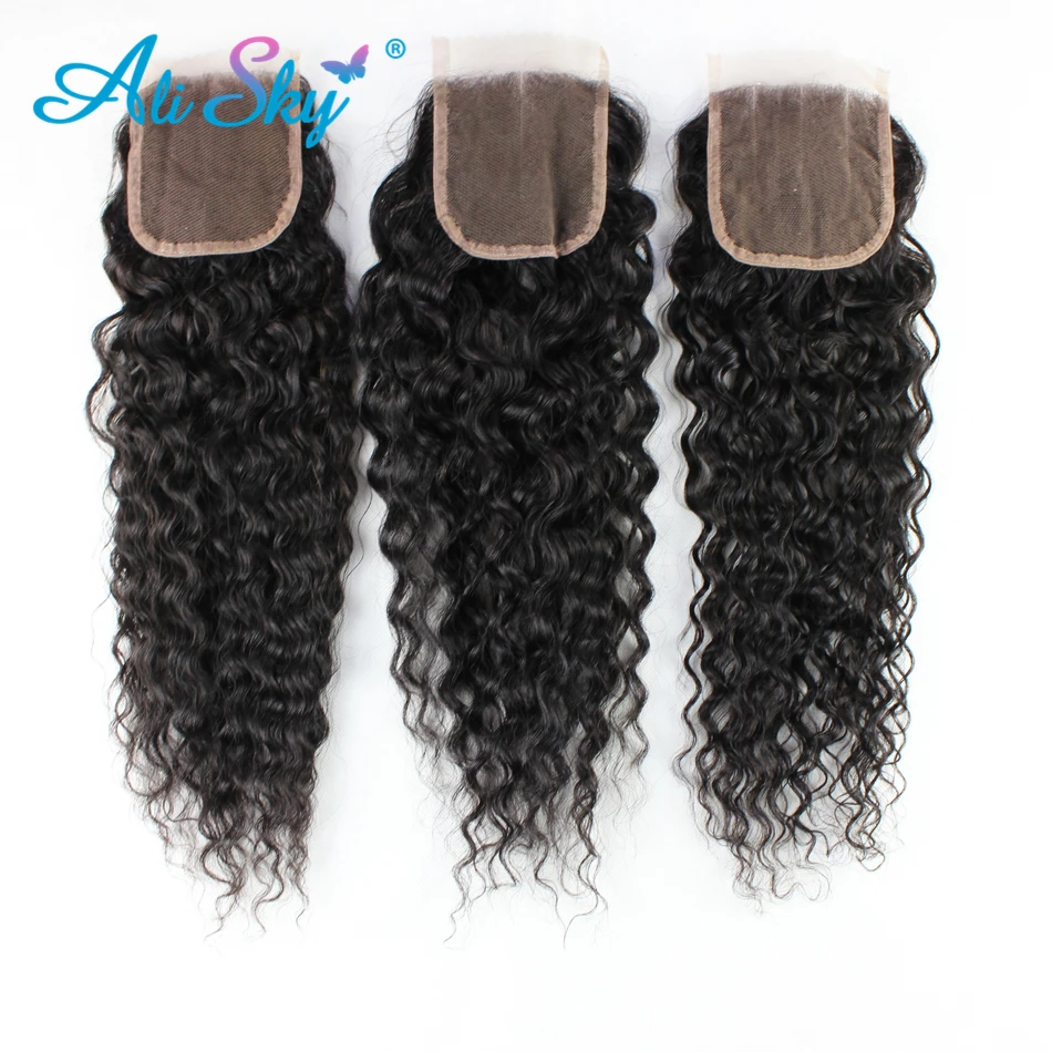 

4X4 Brazilian Kinky Curly Closure 5PCS Lot 3 Way Part Human Hair Closure 7A Mink Brazilian Lace Closure Wet and Wavy Curly Hair