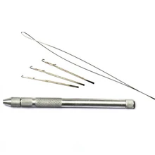 4 шт парик игла для вязания крючком кос Нитевдеватель Вязание волос вязальные крючки для перьев, пучков нарощенных волос Инструменты