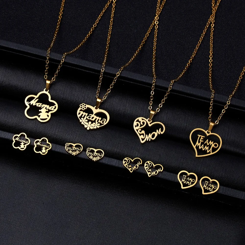 

Rinhoo Hot Sale Stainless Steel Pendent Necklace Jewelry Women Gold Charm Chain Necklace For Mother's Day Best Gifts Jewelry