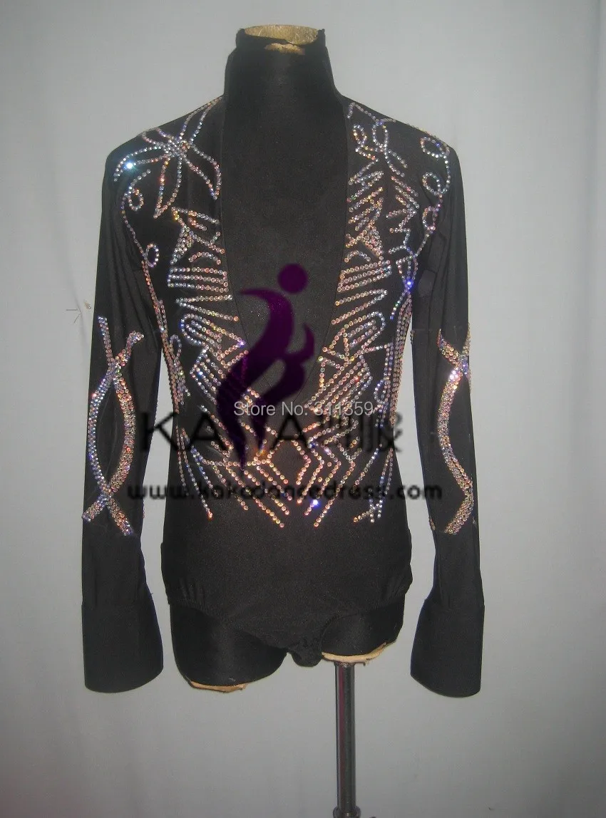 

100% New Shining Stones Competition Dance Man Latin Shirt,Boys Latin Dance Men Dress,Latin Dance Adult Dress,KAKA-M041