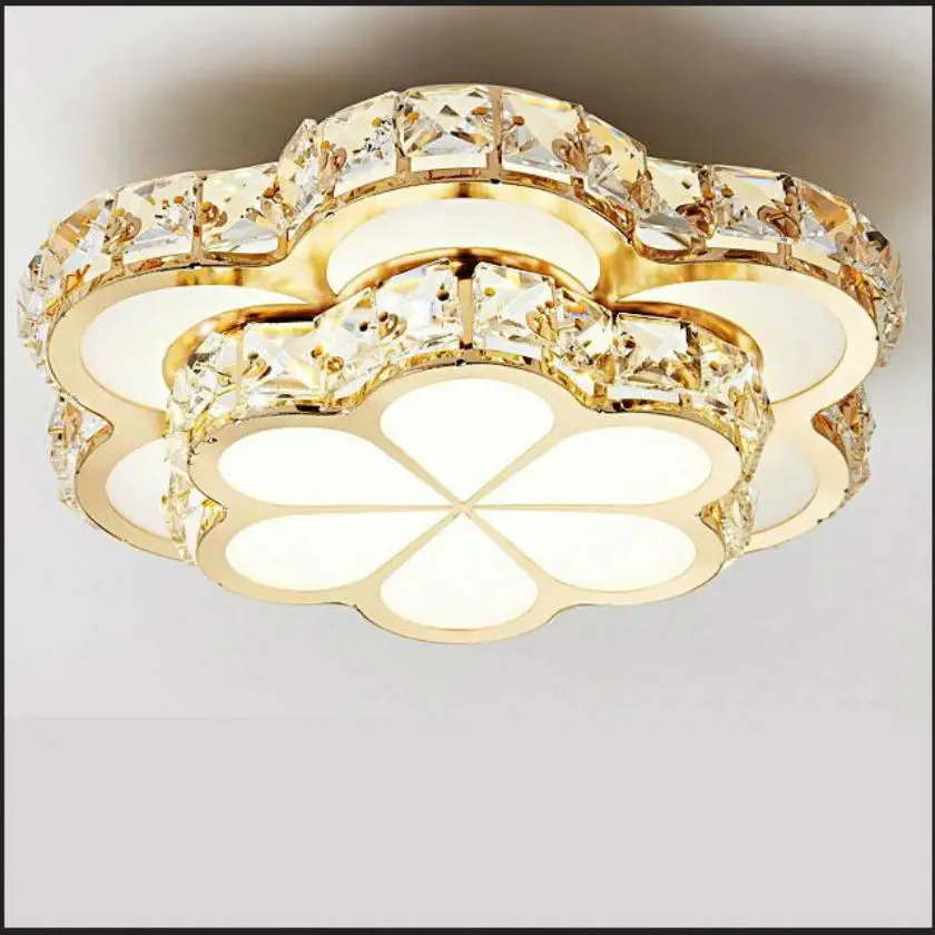 Flores LED Luces de techo lámpara de techo de cristal oro pasillo Lámparas lustre acrílico luminaria para dormitorio luz iluminacion