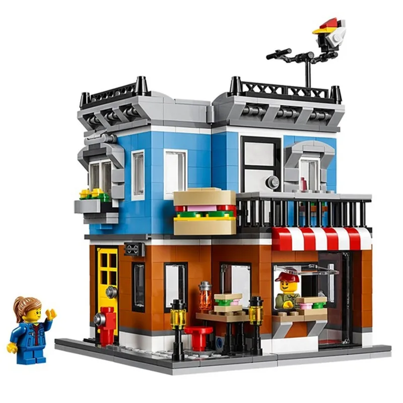 

491pcs Diy City Series Streetview Sandwich Shop Model Building Blocks Compatible With Legoingly Bricks Toys Gift For Children