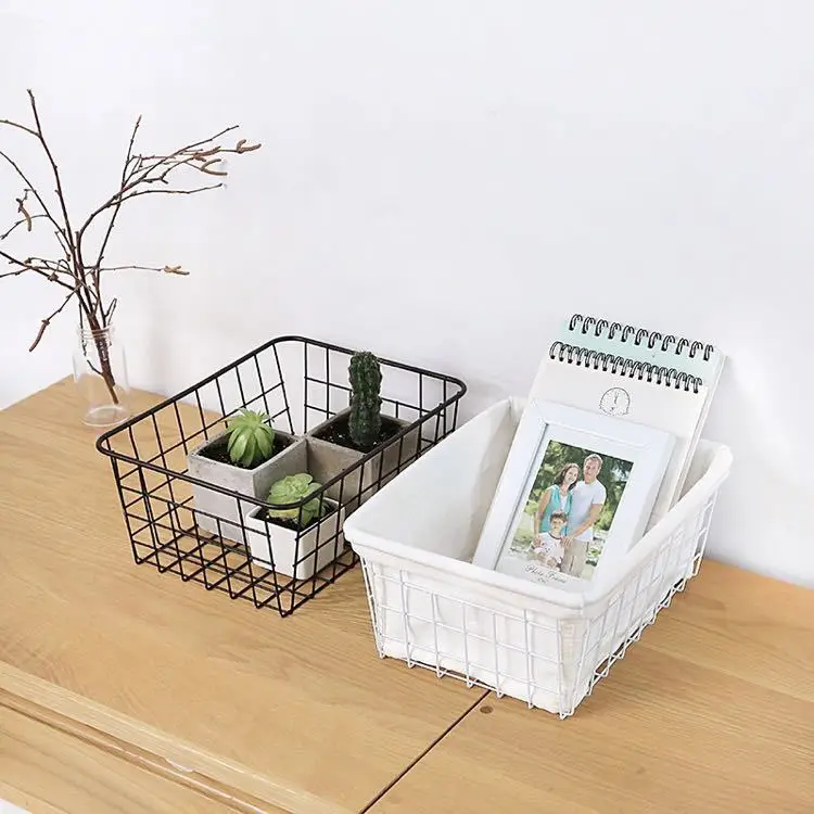 

Japanese Style Iron Storage Basket Desktop Bathroom Storage Box Kitchen Storage Basket Durable Antirust Coating Surface
