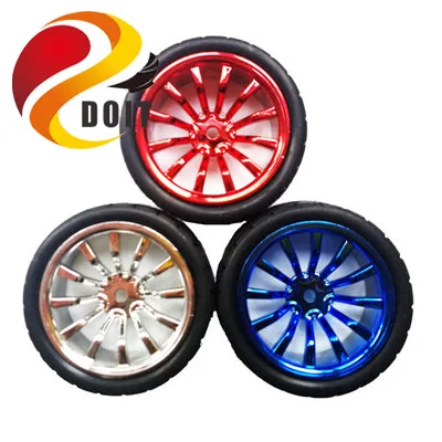 Best Offers DOIT 4pcs/pack Diameter 65mm Width 27mm Robot Car Wheel Tire Tyre for Car Chassis with Plastic Wheel Hub DIY RC Model
