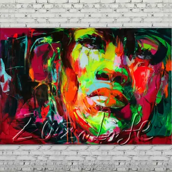 

Palette knife portrait Face Oil painting Character figure canvas Hand painted Francoise Nielly wall Art picture 1
