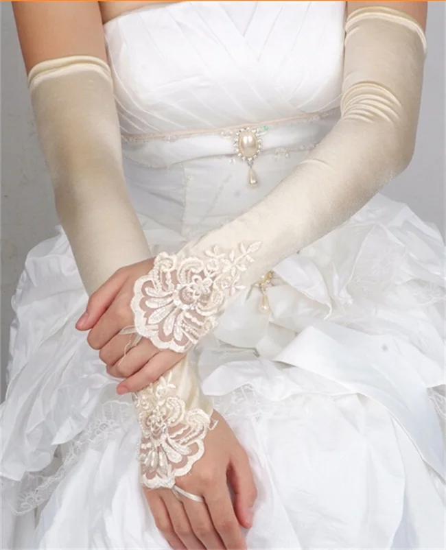 Длинные Свадебные Перчатки Элегантные Свадебные аксессуары наличии белый, черный и розовый цвета пальцев Свадебные Прихватки для мангала