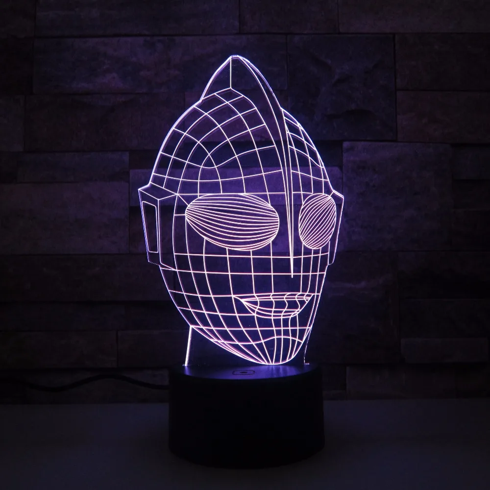 

3D LED Acrylic Night Lights LED Superman Cartoon Mask Model USB Table Lamp Bedside Sleep Lighting As Children Toy Birthday Gifts