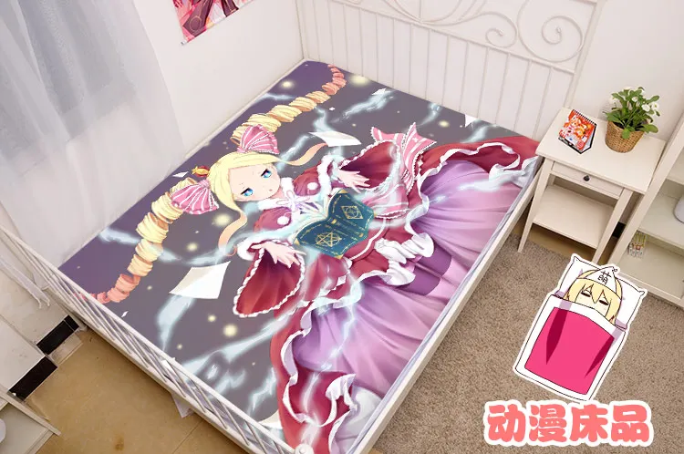 Japanese Anime Cartoon Re:Zero kara Hajimeru Isekai Seikatsu Mattress Cover Fitted Sheet Fitted cover bedspread counterpane No.4