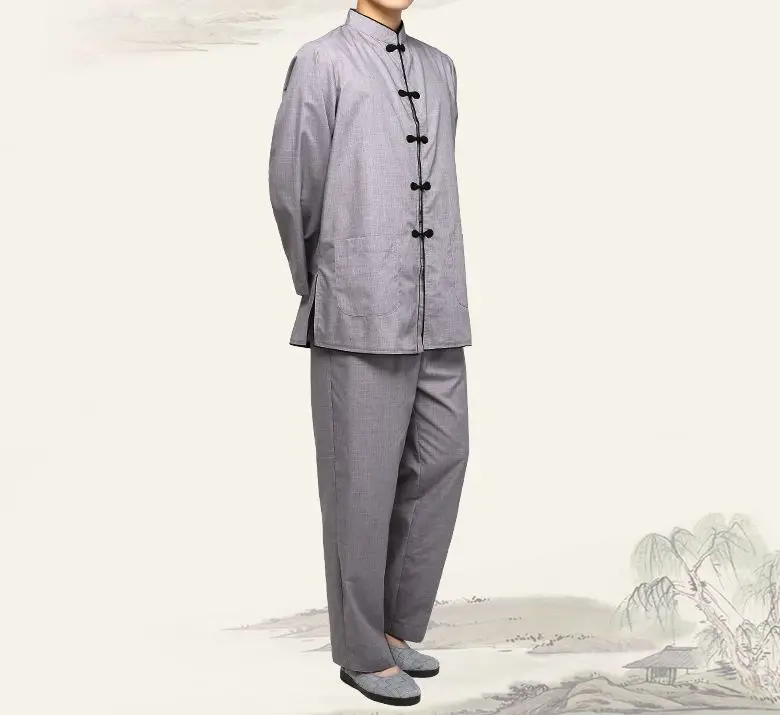 Унисекс черный боковой стиль дзен костюмы буддистские монахи буддизм Медитация