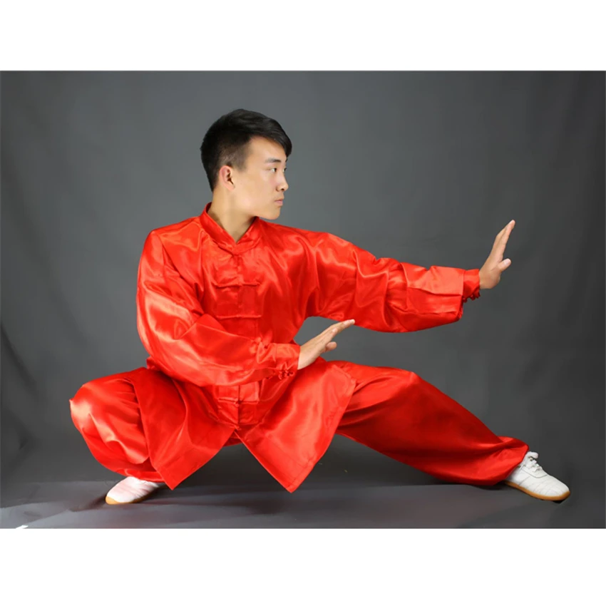 110-180cm Chinese Traditional Tai Chi Kung Fu Uniforms Kids Adult Satin Performance Dance Costumes Morning Exercise Wushu Suit