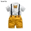 Top and Top Baby Boy Clothing Sets Infants Newborn Boy Clothes Shorts Sleeve Tops+Overalls 2PCS Outfits Summer Bebes Clothing ► Photo 1/6