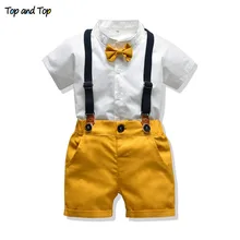 Partes de arriba conjuntos de ropa de niño infantes recién nacidos ropa de niño pantalones cortos manga Tops + monos 2 uds trajes de verano ropa de bebés