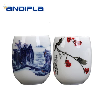 

2PCS/Lot Jingdezhen Ceramic Porcelain Teacup Vintage Pattern Drinkware Teaware Home Water Cup Coffee Milk Green Tea Cups Decor