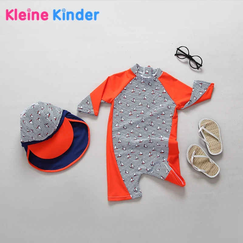 

Kids Swimwear One Piece Rashguard Full Sleeve Sun Protection UV Block Stripes Baby Toddler Boys Swimsuit Bathing Suits Beachwear