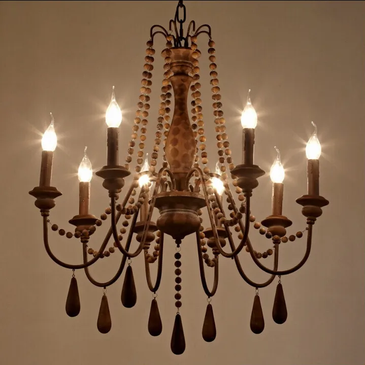 Nordic moder simple American France vintage rural style mediterranean real wooden chandelier