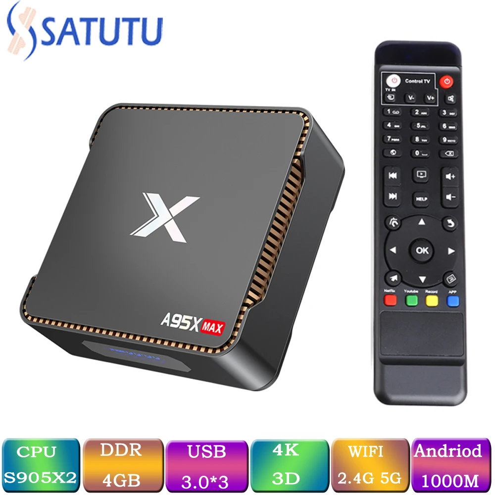 

A95X MAX Smart TV Box Android 8.1 Set Top Box 4K Quad Core Media Play Amlogic S905X2 Support IPTV Video Recording PK X96 MAX HK1